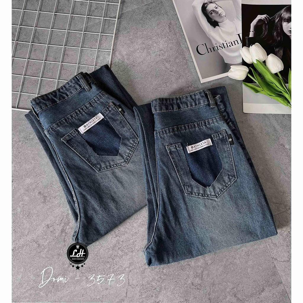 Quần jean nữ ống rộng, quần bò màu xanh rách gối rách túi tua rua khoét túi sau siêu lạ lưng cao Lê Huy Fashion MS 3573