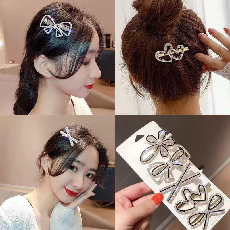 SET 4 KẸP TÓC NƠ LẤP LÁNH HÀN QUỐC SIÊU ĐẸP
