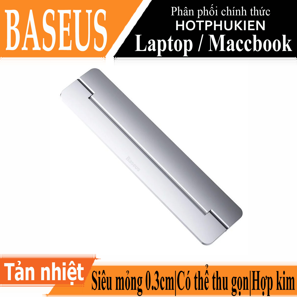 Giá đỡ đế đỡ tản nhiệt dạng xếp siêu mỏng dùng cho Maccbook / Laptop hiệu Baseus Papery Notebook Holder (0.3cm slim, 8° Angle, Foldable, Portable Alloy Laptop Stand, từ 17 inch trở xuống) - hàng nhập khẩu