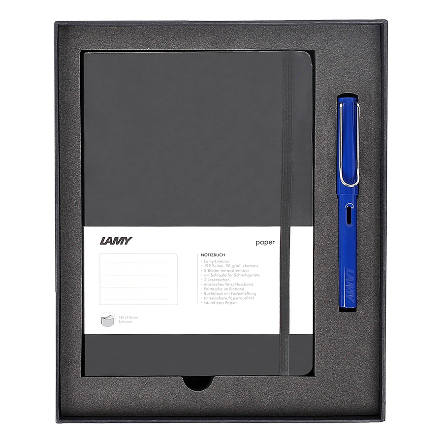 Gift Set Lamy Notebook A5 Softcover Black + Lamy Safari Ocean Blue - GSNSa001