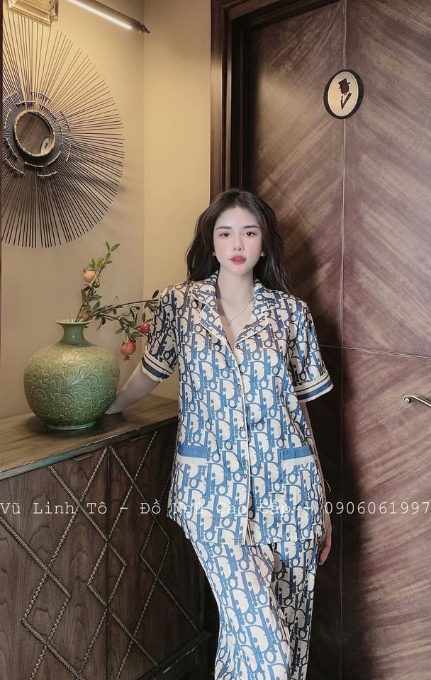 Đồ Mặc Nhà Bộ Pyjama Nữ Qc Mẫu Hot Tay Ngắn Quần Dài Có Túi