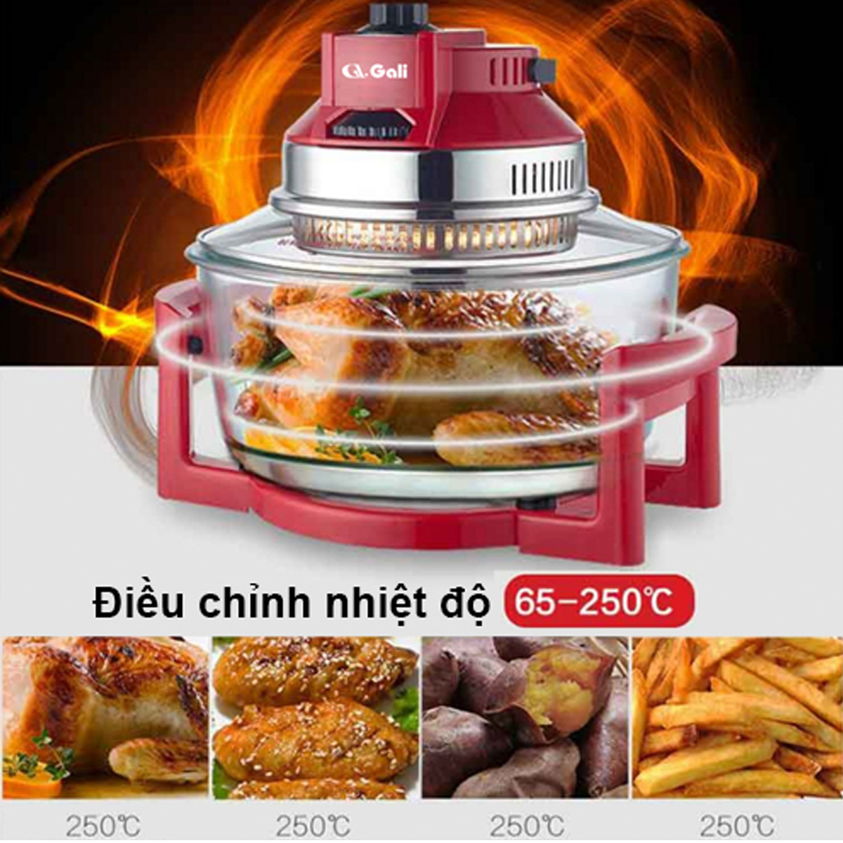 Lò nướng thủy tinh đa năng Gali GL-1121 17 lít 1300w, hàng chính hãng bảo hành 24 tháng, tặng kèm 10 phụ kiện tiện lợi