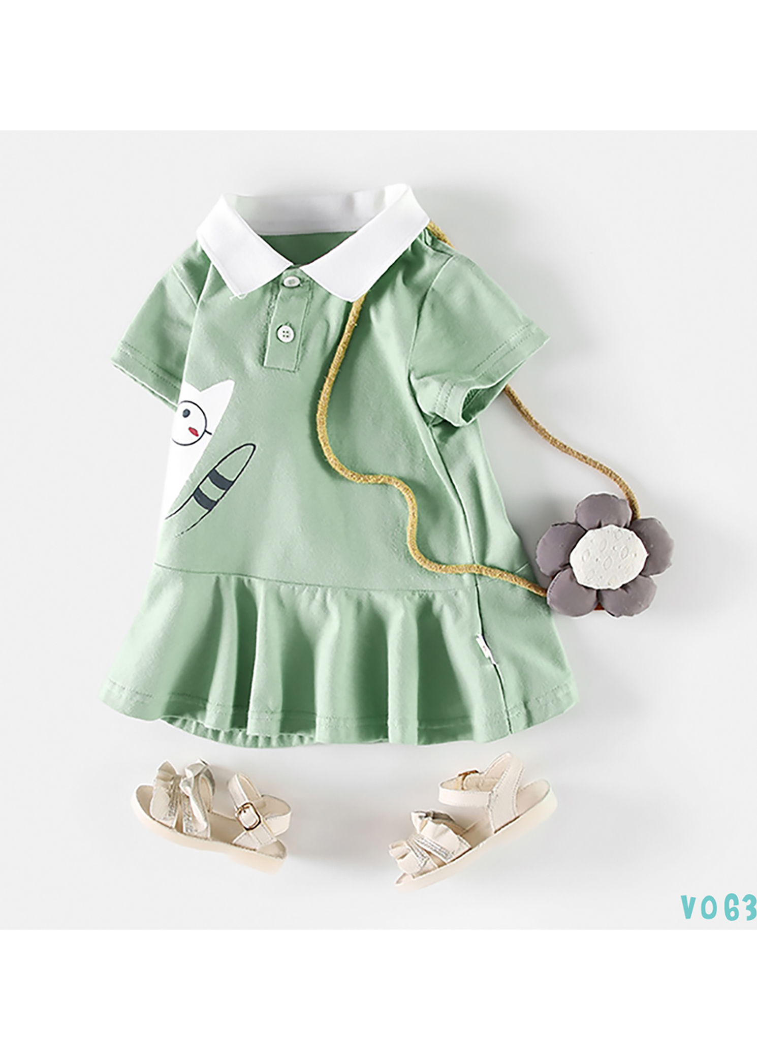 Đầm Bé Gái Cộc Tay Cotton In hình Siêu Đáng Yêu Bello Land