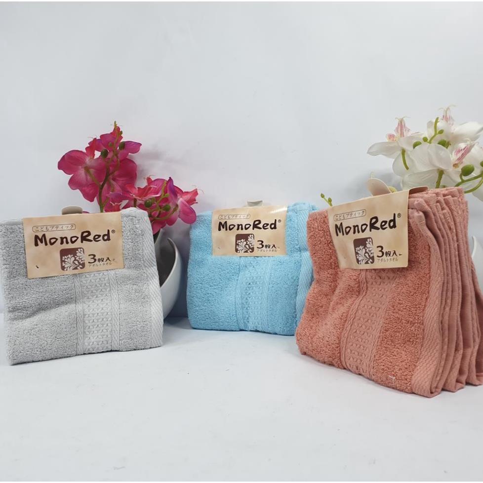 Sét 3 Khăn Mặt Xuất Nhật Chất Liệu Cotton Cao Cấp Mền Mịn Siêu Thấm Nước