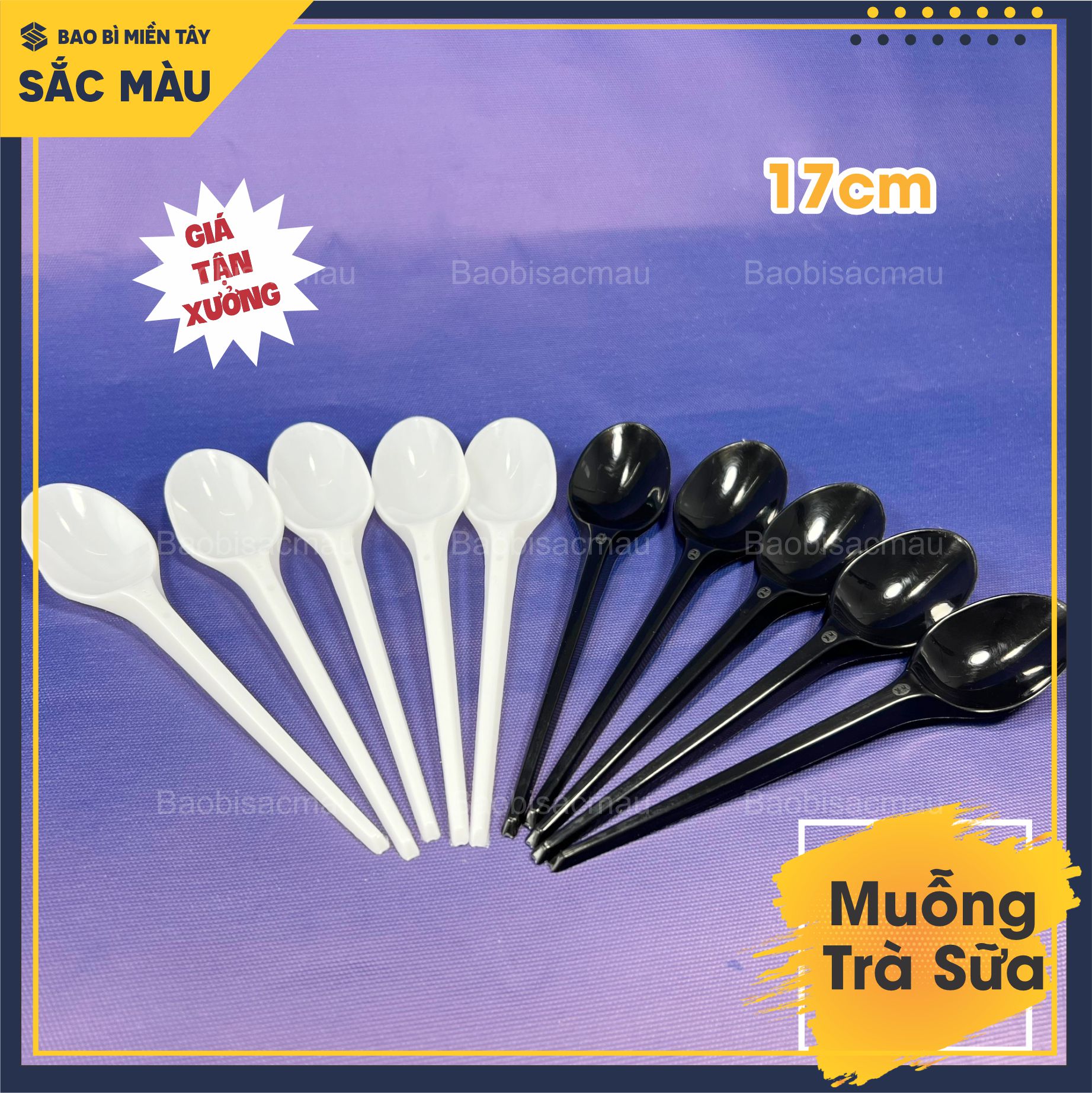 Sỉ 100 muỗng nhựa 17cm dành cho quán trà sữa, muỗng nhựa cà phê, muỗng nhựa sinh tố