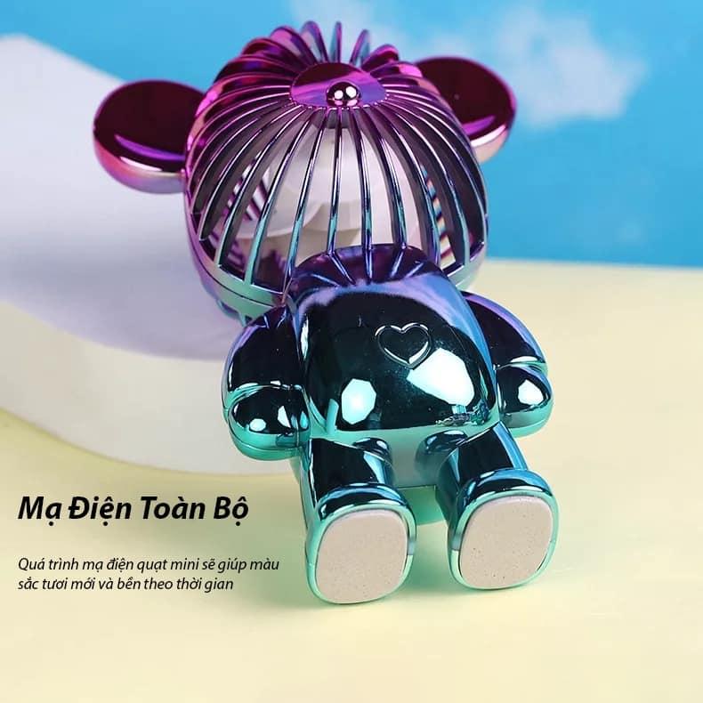 Quạt Mini Tích Điện Cầm Tay Hình Gấu BearBrick Nhiều Màu Sắc Hoạt Động Êm Ái Thiết Kế Nhỏ Gọn Với 3 Tốc Độ Gió