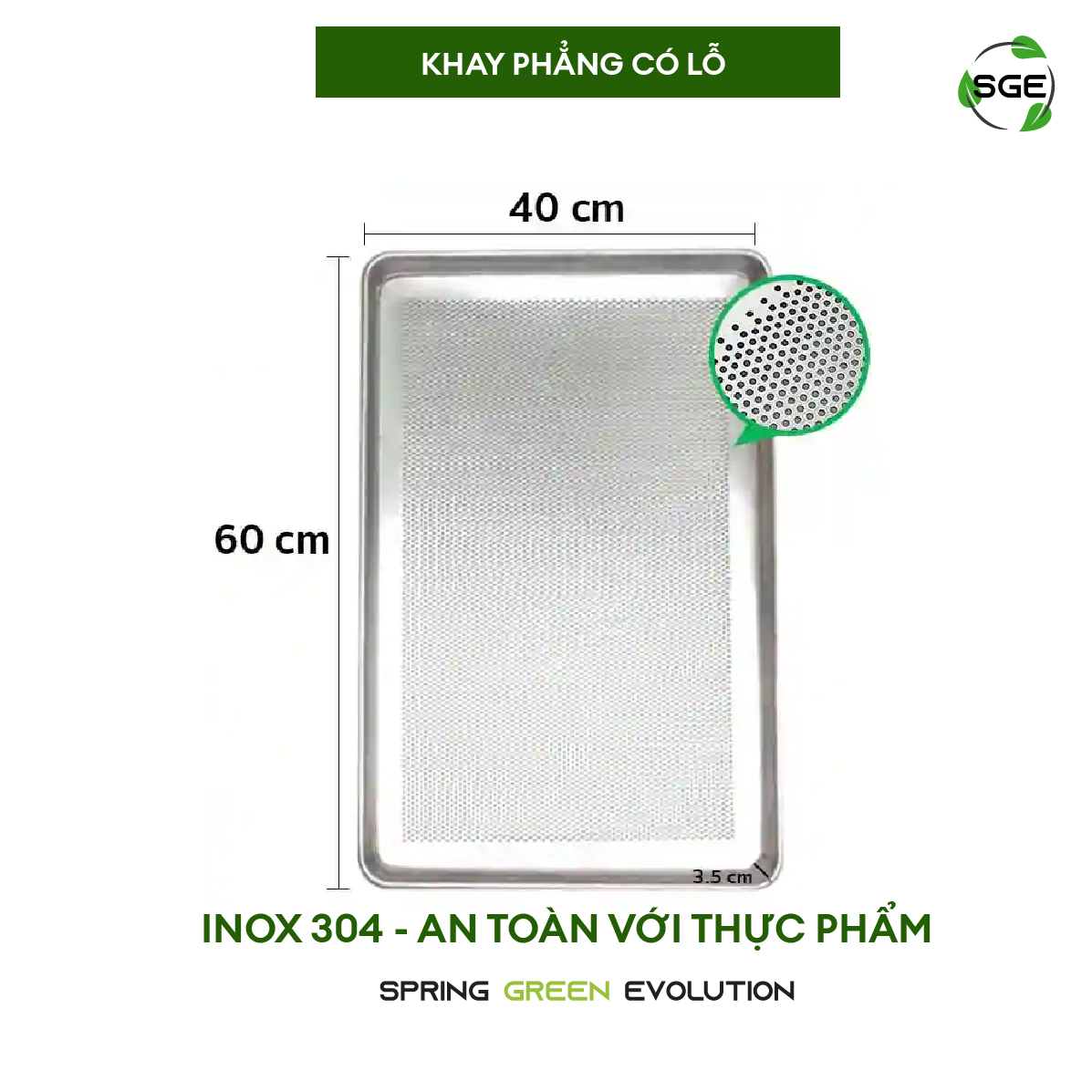 Khay Nhôm Nướng Bánh / Khay Lò Nướng Bánh SGE PF-Tray Chất Liệu Inox Tiêu Chuẩn Thực Phẩm. Có 2 Loại