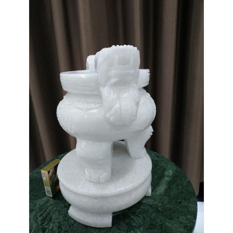 Lư hương đá trắng cao 35cm