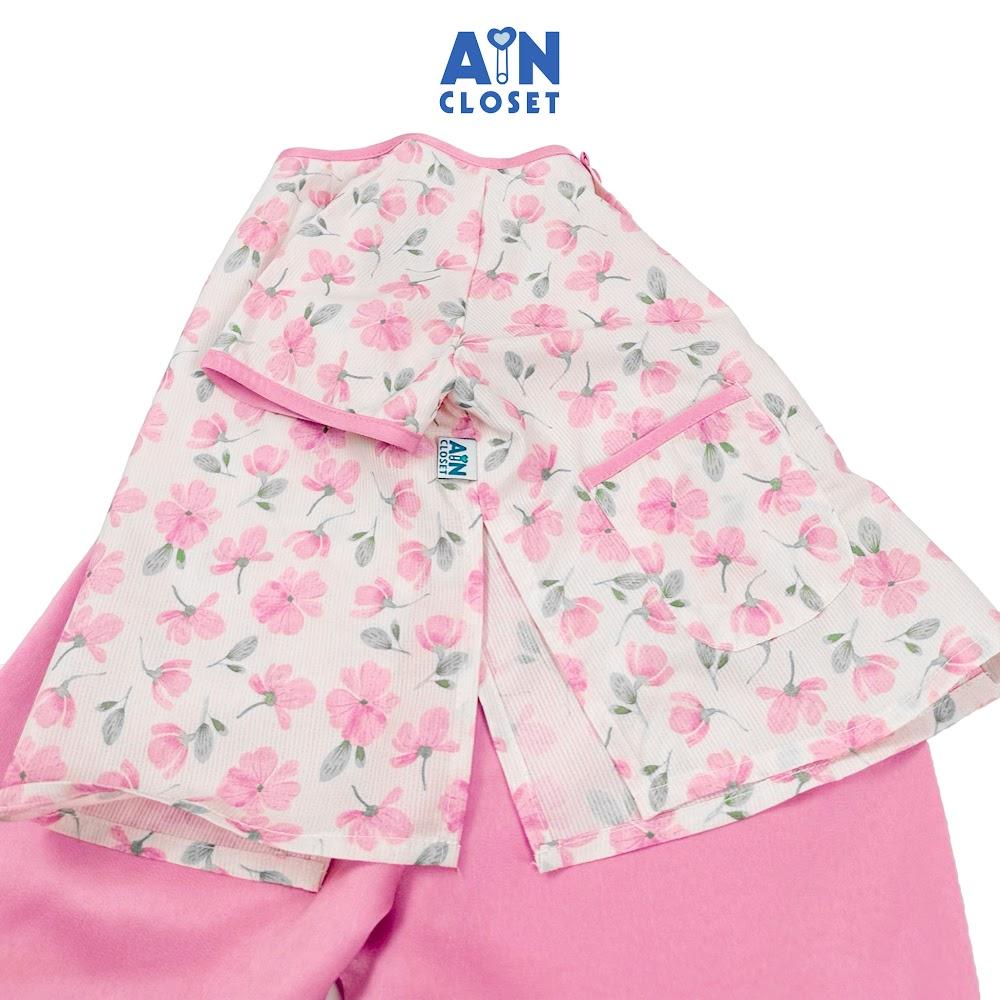 Bộ quần áo Bà ba Lửng bé gái họa tiết hoa Cúc Chuồn Hồng lụa tằm - AICDBGPWCIME - AIN Closet