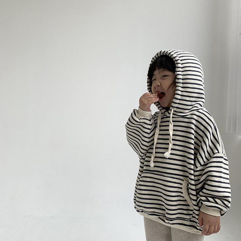 Trẻ Em Thường Quần Tây Nam In Sọc Áo Khoác Cho Bé Gái Bé Trai Quần Áo Thu Đông Hoodie Chui Đầu Trẻ Em Áo Nỉ Cao Cấp