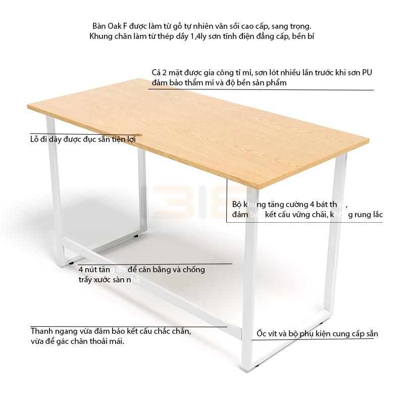 Bàn Oak-F Vân Sồi Chân Trắng IBIE TOOAFO12W