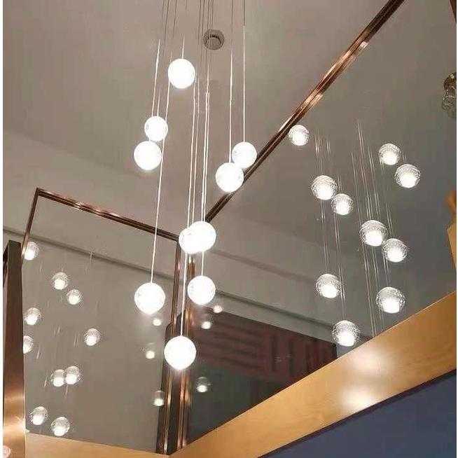 Đèn thả thông tầng KUNLI trang trí nội thất hiện đại loại 10 bóng pha lê thủy tinh cao cấp