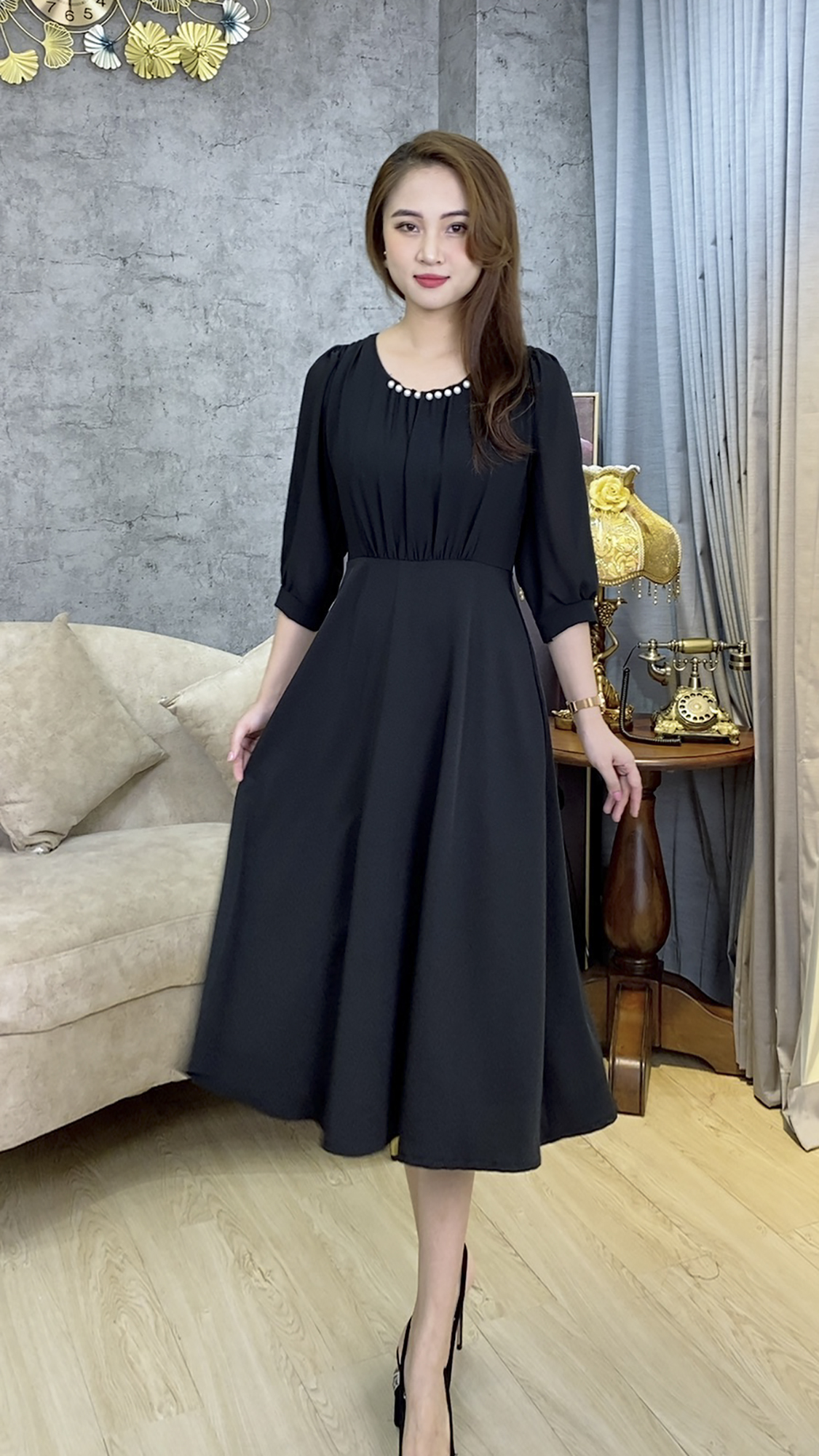 Đầm Suông Dáng Dài [ Linh Trà ] (TM 476) Cao Cấp Vải Voan Chiffon Cực Đỉnh Sang Chảnh Quý Phái Dành Riêng Cho Mẹ Cho Bà