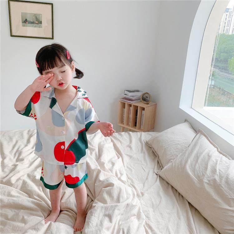 Bộ bé gái Bộ mặc nhà Pijama lụa bé gái Nhí và Đại 8-30kg XHN842