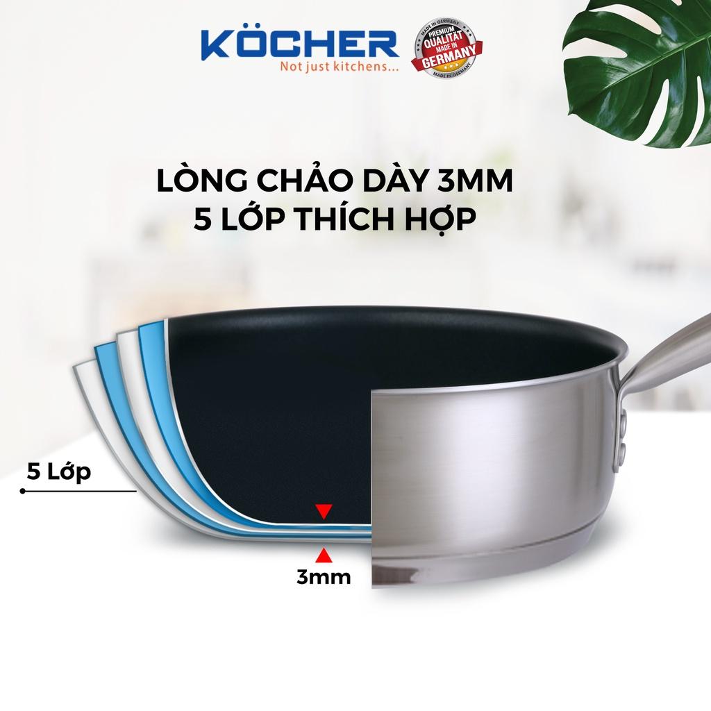 Chảo chống dính Kocher bếp từ inox 304 5 lớp đáy KOCHER Size 24cm dùng cho mọi loại bếp - Hàng chính hãng