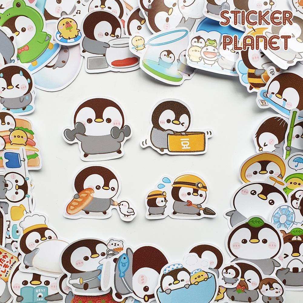 Sticker hình dán chim cánh cụt dễ thương, pastel trang trí mũ bảo hiểm, dán Laptop, journal, sổ tay, note book