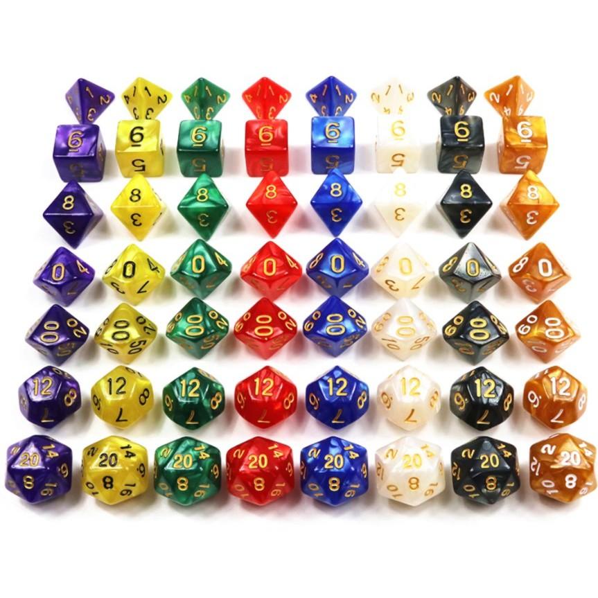 Bộ 7 viên xúc xắc xí ngầu đa diện D4, D6, D8, D10, D12, D20, D100, xúc xắc chơi Dungeons &amp; Dragons (DnD)