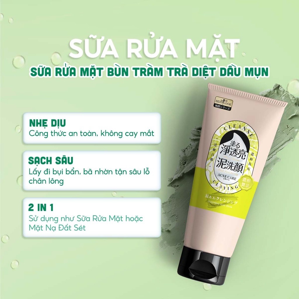 Sữa Rửa Mặt Kiềm Dầu Giảm Mụn Sexylook Tree Anti Acne Cleansing Clay Foam 150g