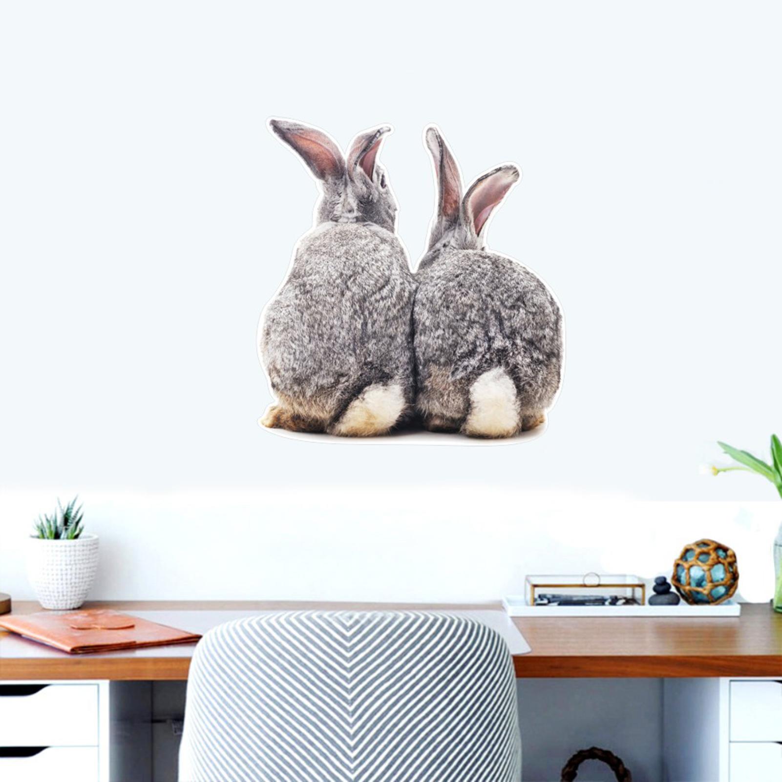 Set 1 Miếng Dán Hình Hai Con Thỏ Dễ Thương 3D Có Thể Tháo Rời