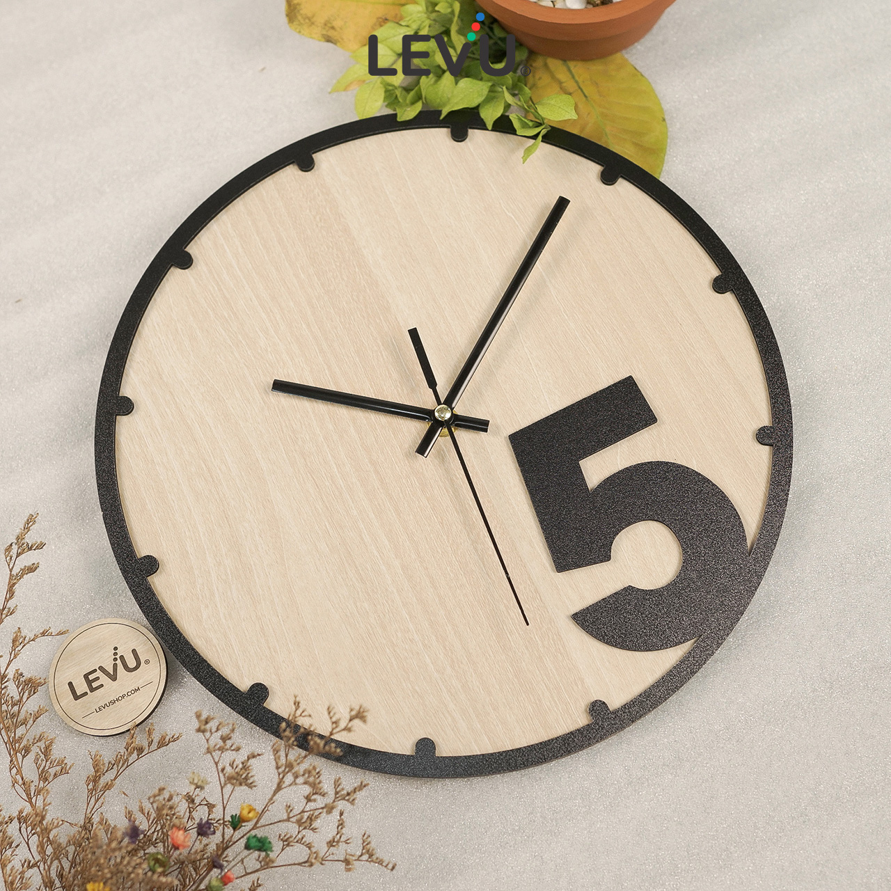 Đồng Hồ Treo Tường gỗ trang trí LEVU DH03 Handmade cao cấp