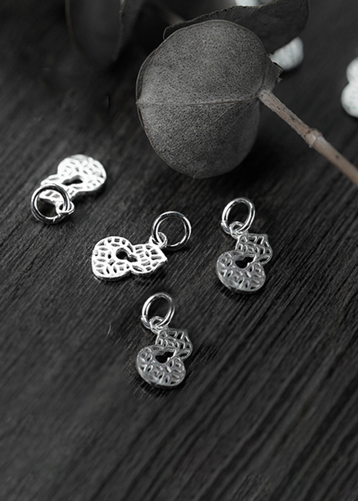 Combo 4 cái charm bạc hình hồ lô treo 2 - Ngọc Quý Gemstones
