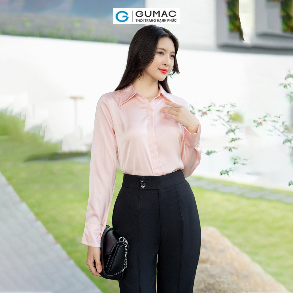 Quần tây nữ ống loe ly gân tôn dáng thanh lịch công sở thời trang GUMAC QD07003