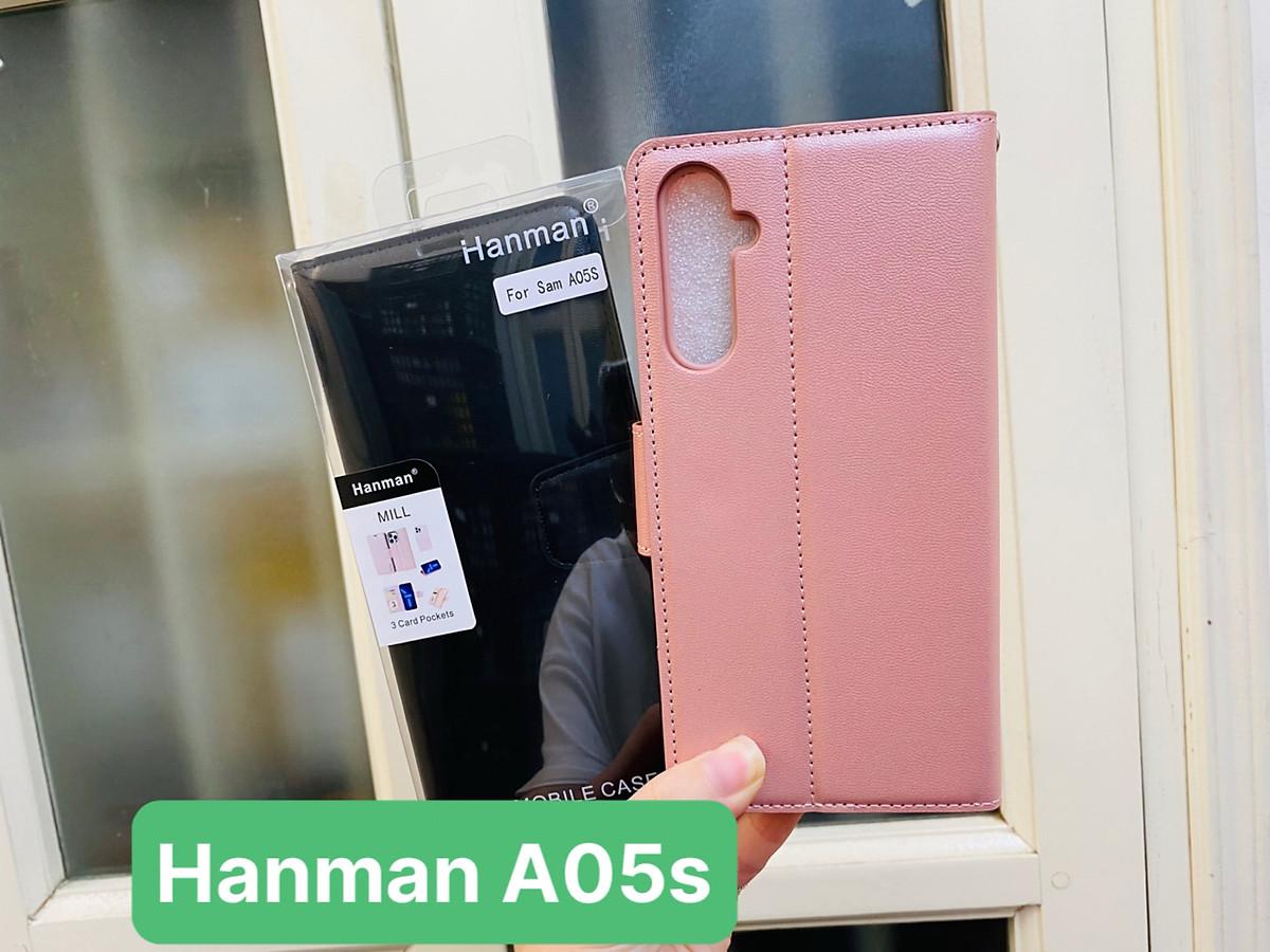 Bao Da Dạng Ví Cho Samsung Galaxy A05s, A05 Chính Hãng Hanman, Có ngăn cài thẻ, ví tiền, và quai gài chắc chắn - hàng chính hãng