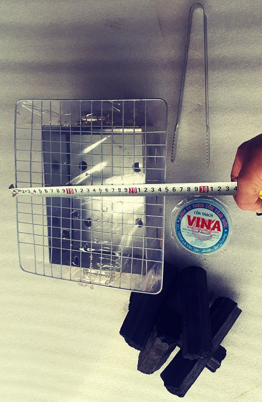 Combo 2 Lò Nướng Than Inox Du Lịch Size 25x20cm Kèm Gắp Inox
