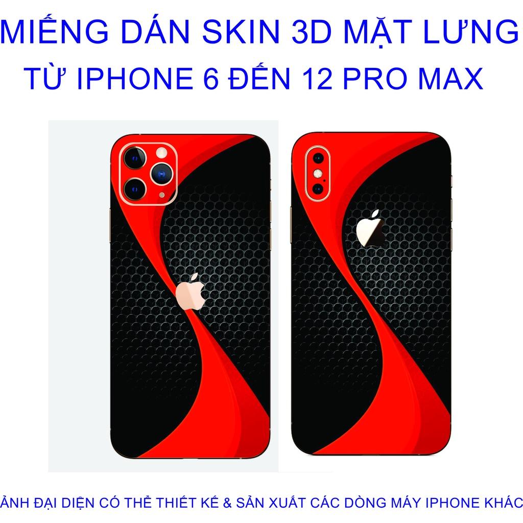 Miếng Dán Skin 3D mặt lưng dành cho iphone 6 đến 12 pro max chống trầy xước, hình ảnh 3D sắt nét