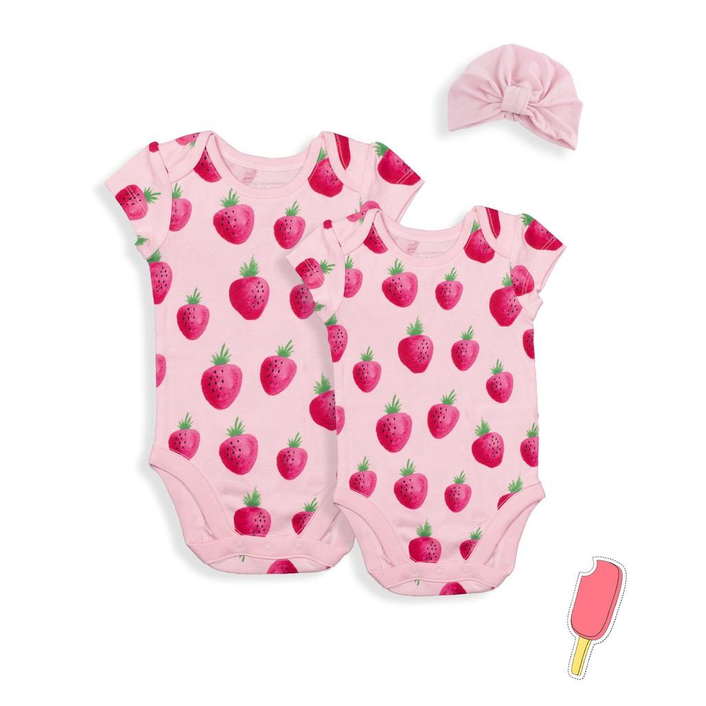 Bodysuit cho bé ngắn tay họa tiết dâu tây chất liệu cotton từ 0-24 tháng 16627311a