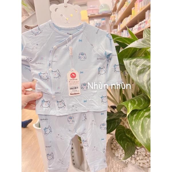 Bộ Avaler sơ sinh sợi tre/ cotton nỉ cài lệch/cài chéo (clip ảnh thật-mẫu mới)size Nb(0-3m)/3-6m