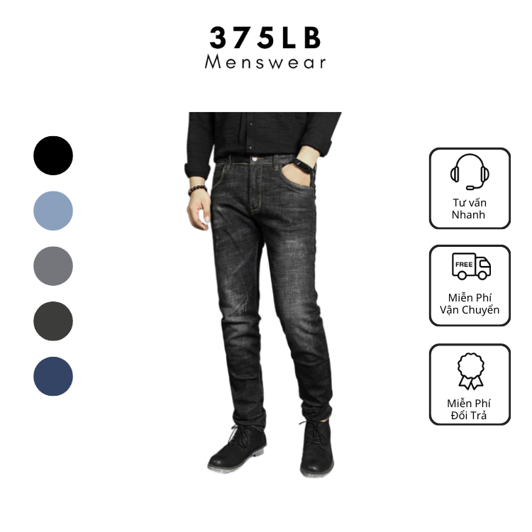 Quần Jean Nam 375Lbstore Cao Cấp Co Dãn 4 chiều Form SlimFit Hàn Quốc trẻ trung, thời trang