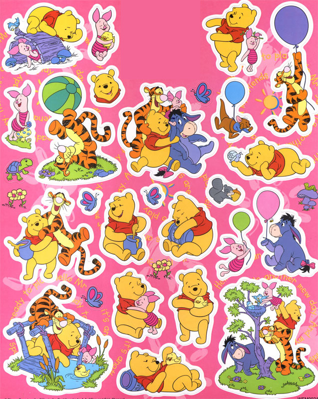 Set 30 Sticker gấu Pooh ảnh decal hình dán ép lụa