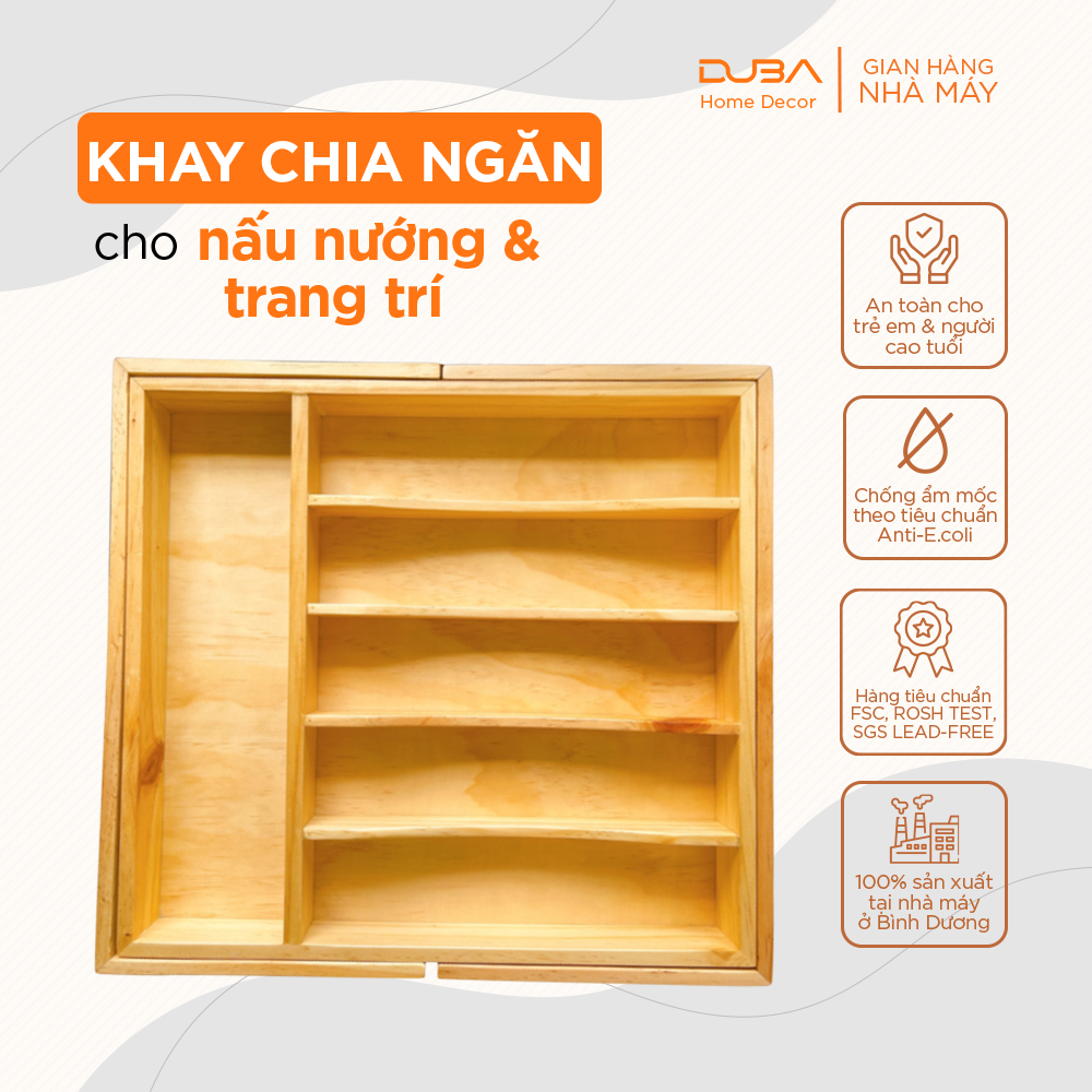 Khay gỗ chia ngăn nới rộng chuẩn xuất khẩu Châu Âu - DUBA (Hàng xuất dư)