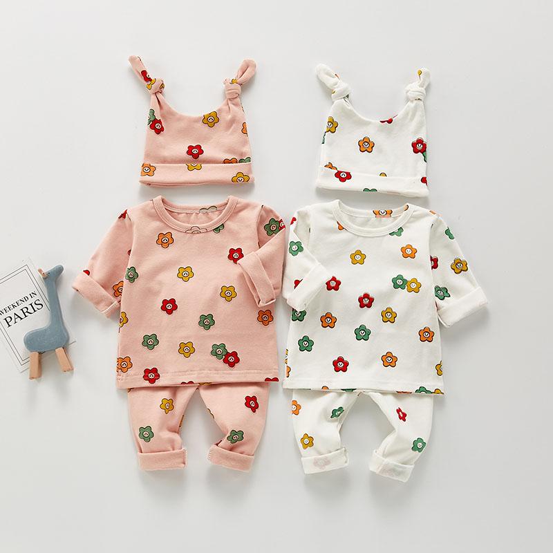 MILANCEL 2021 Mùa Thu Cho Bé Bộ Pyjama Bộ Cotton Bé Trai Áo Và Chiều Dài Quần Có Nón Cho Bé 3 Tập Đi Cho Quần Áo bộ Ngủ Bộ