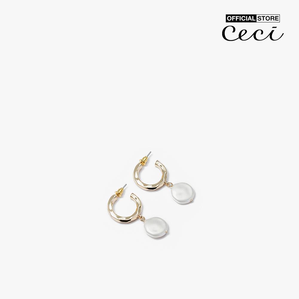 CECI - Khuyên tai nữ khoen tròn hở phối hạt dẹp thả nữ tính CC1-09000044-27