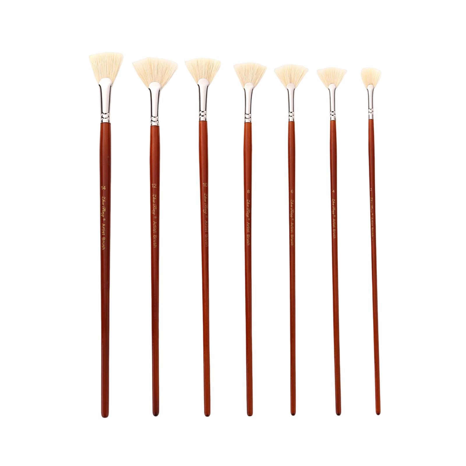 7x Professional Watercolor Paint Brush Pen Set Portable Wooden Handle Body Paint Tools Acrylic Painting Brushes for Kids Adults Supplies