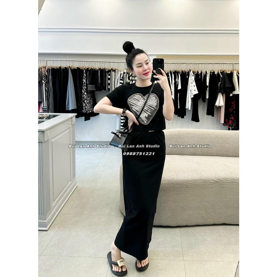 SET BỘ ĐI CHƠI, SET 2 MÓN ÁO CROPTOP TIM CỔ TRÒN TAY NGẮN PHỐI CHÂN VÁY CỰC TRẺ TRUNG