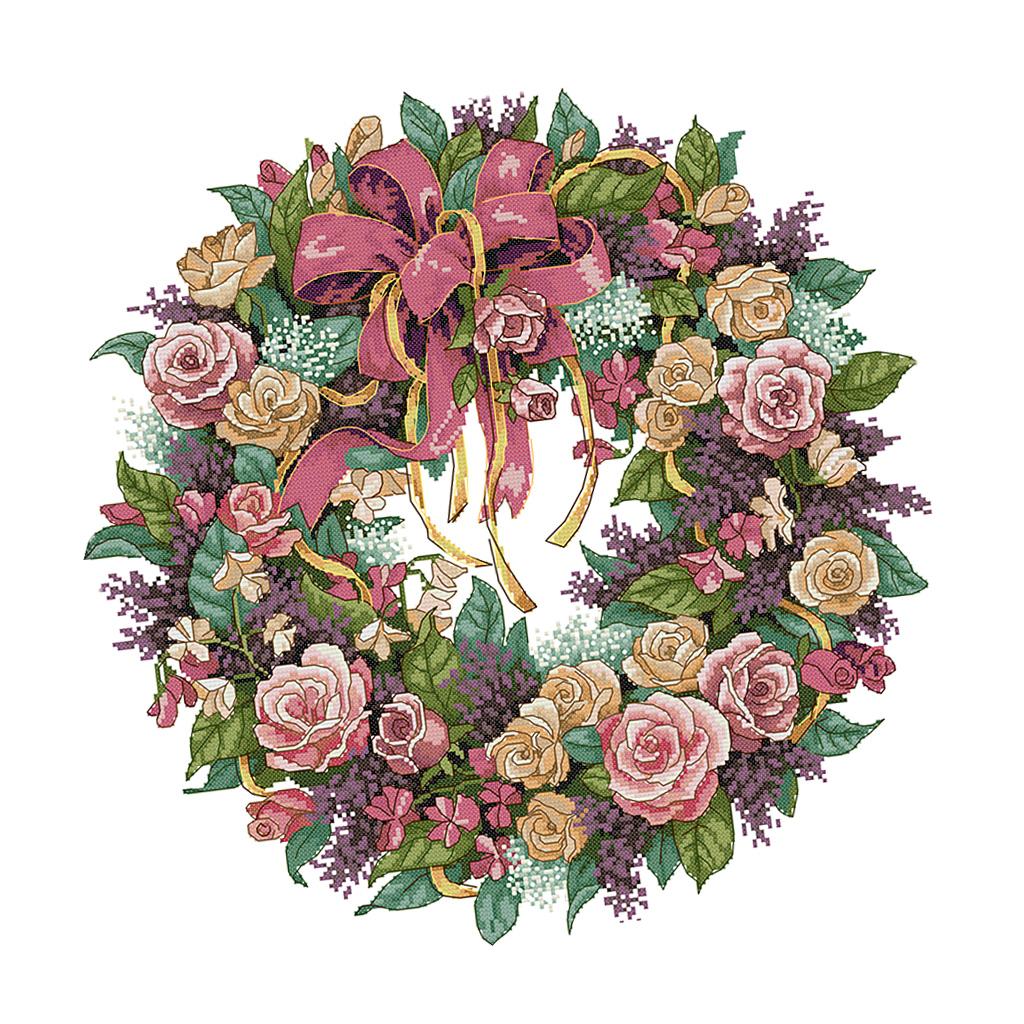 DIY Đóng Dấu Chéo Nữ Thời Trang Bộ Thêu Gói 14 Bá Tước-Beauful Hoa Hồng Vòng Hoa