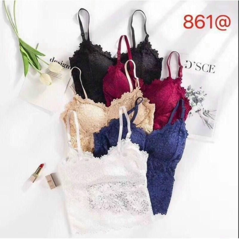 Áo bra ren dáng dài, áo 2 dây ren sẵn đệm ngực siêu hot