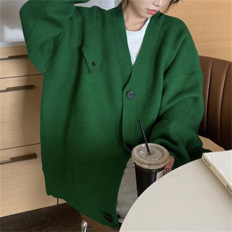 Áo khoác len cardigan len nữ dệt kim cadigan bigsize form dài rộng 2 màu basic phong cách Hàn Quốc H-18-1
