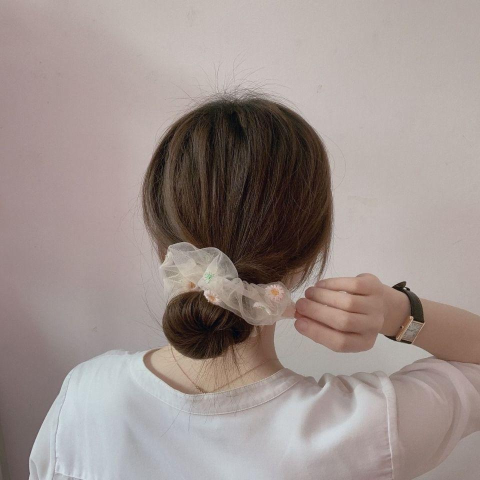 Cột Tóc Vải Scrunchies Họa Tiết Cúc Họa Mi trong suốt phong cách ulzzang Hàn Quốc; S09 - BONMIE