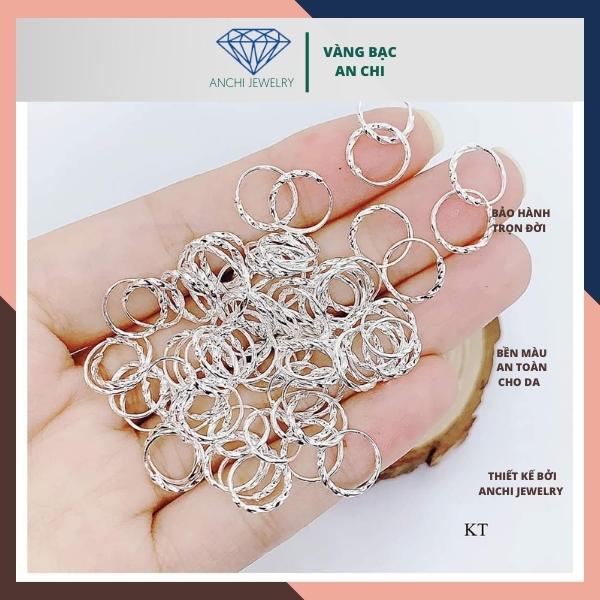 Bông tai bạc nam nữ, khuyên tai khoen tròn thời trang Anchi jewelry