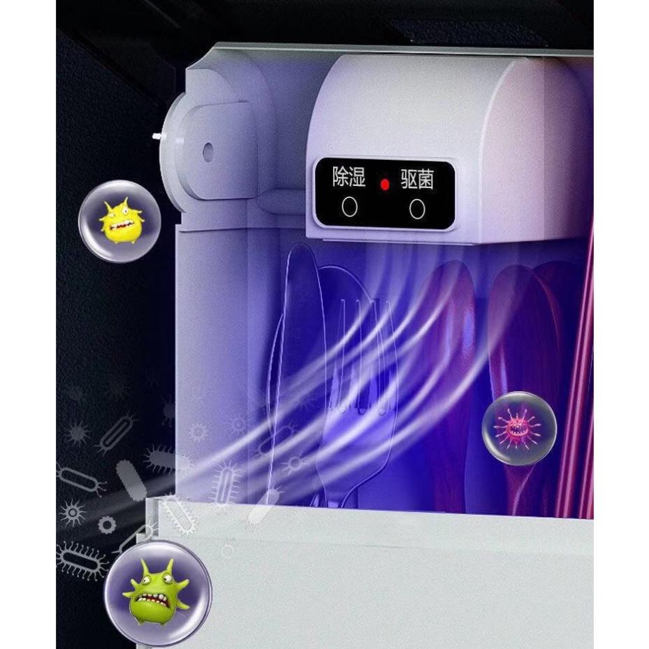 Hộp Đựng Đũa Muỗng Khử Trùng Bằng Tia UV Hút Ẩm Thông Minh Tiện Dụng Cho Nhà Bếp