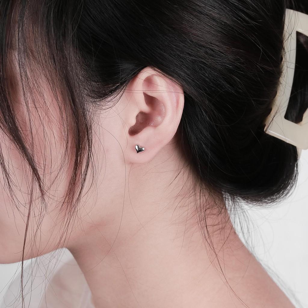 Khuyên Tai Bạc Blue Peach Tim Nhỏ KT315