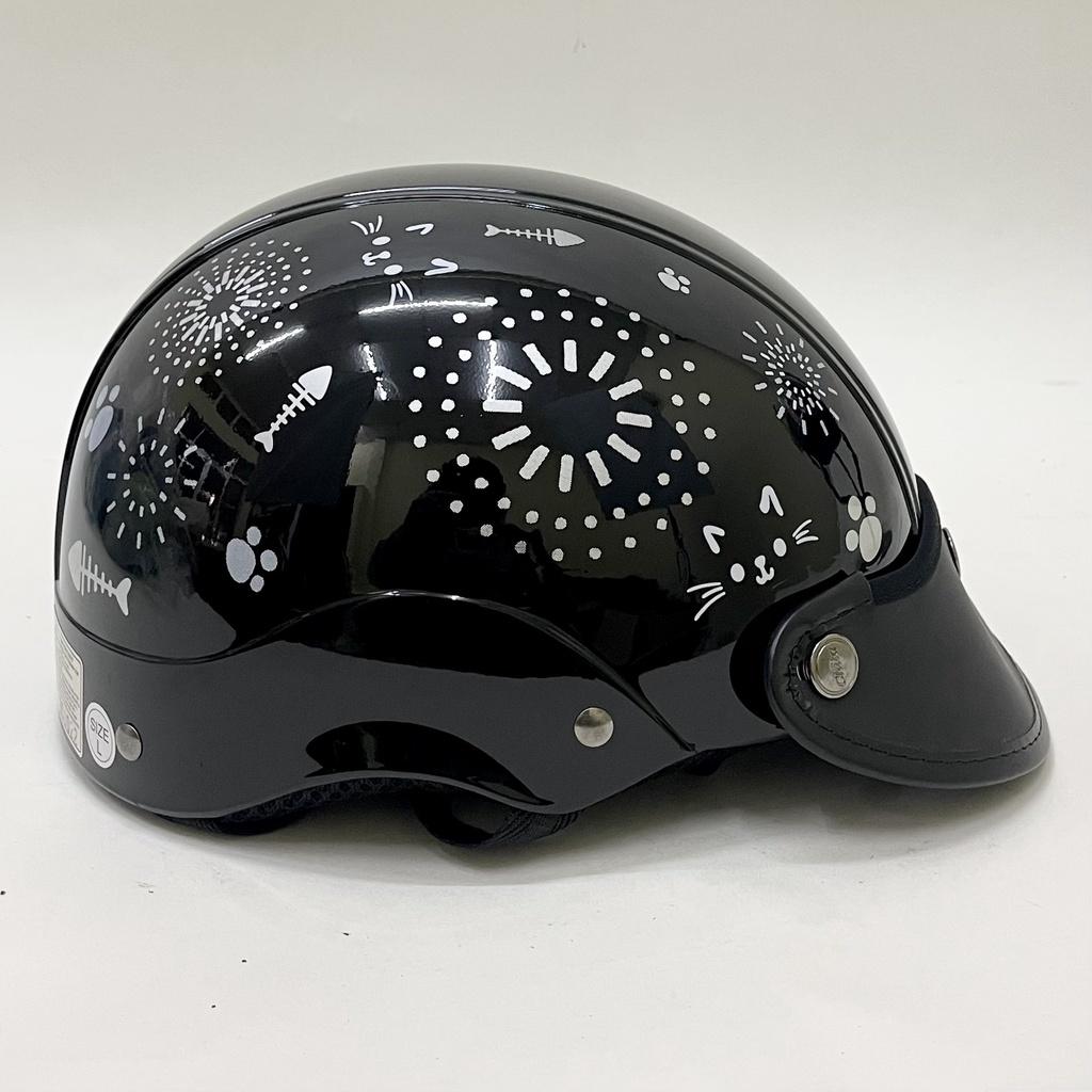 Mũ Bảo Hiểm 1/2 Đầu CHITA HELMETS CT31 tem hoa mèo