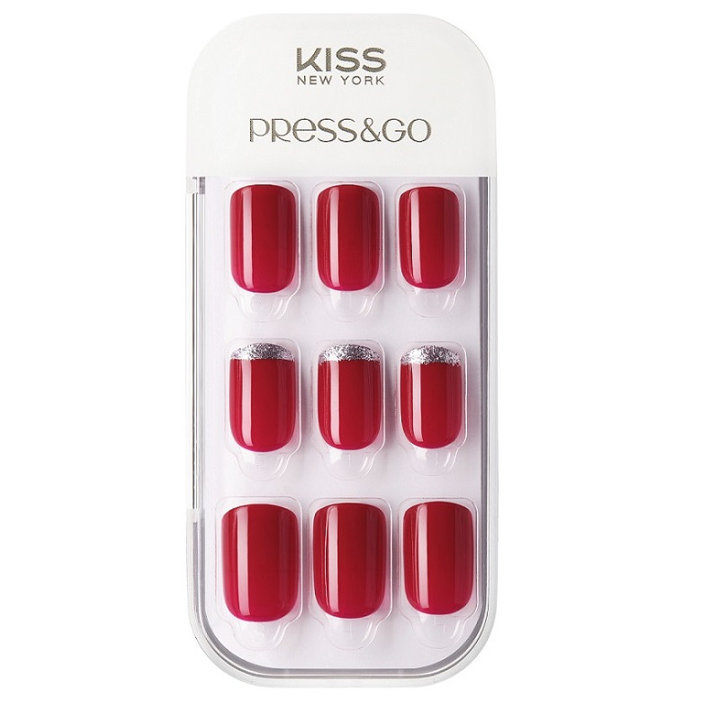 Bộ 30 Móng Tay Gel Tự Dán Press &amp; Go Kiss New York Nail Box - Scarlet (KPNA14KA)