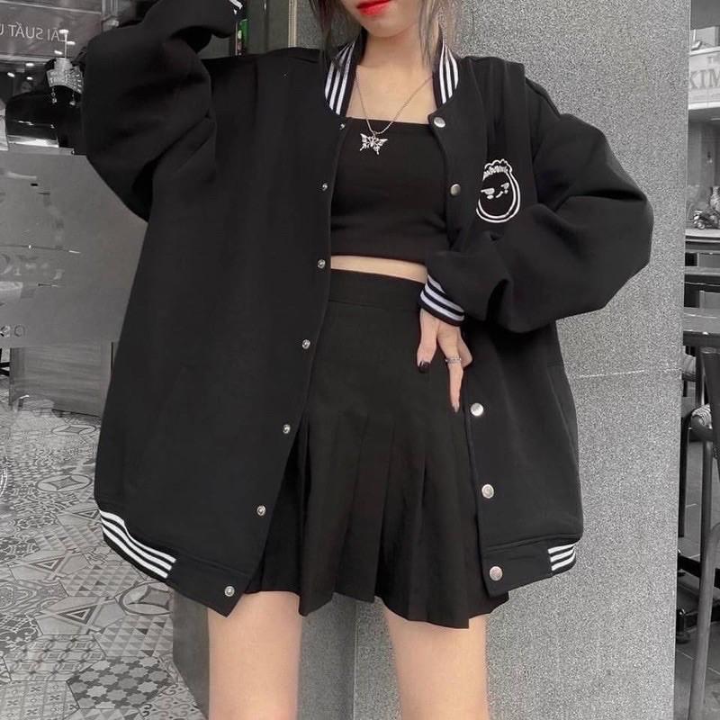Áo Khoác BOMBER FACE tay dài form rộng chất xịn mịn UNISEX