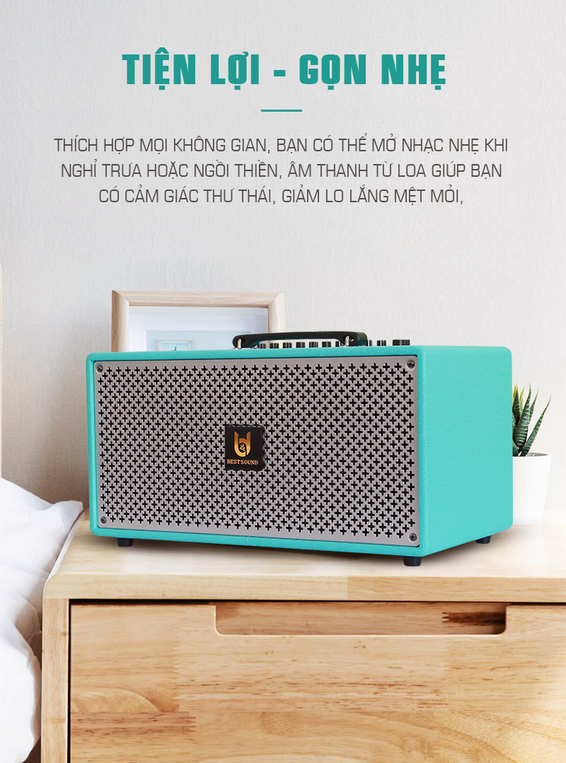 [ TẶNG KÈM 2 MICRO HỢP KIM ] Loa Kéo Bluetooth Xách Tay Bọc Da Nhỏ Gọn B&amp;D M6, Kiểu Dáng Hiện Đại, Trẻ Trung, Âm Thanh Sống Động - Hàng Chính Hãng