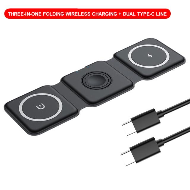 Có thể gập lại 3 trong 1 Bộ sạc không dây cho iPhone 14 13 11 12 Pro Max Mini Sạc từ tính nhanh cho Apple Watch 7 6 Airpod 3